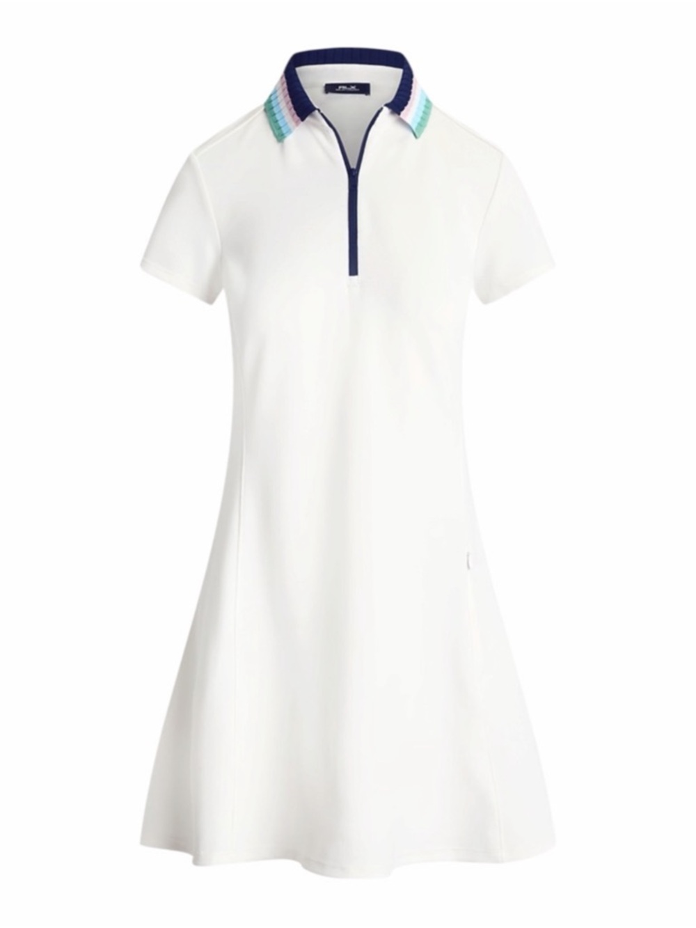 White Polo-Style Dress with Striped Collar